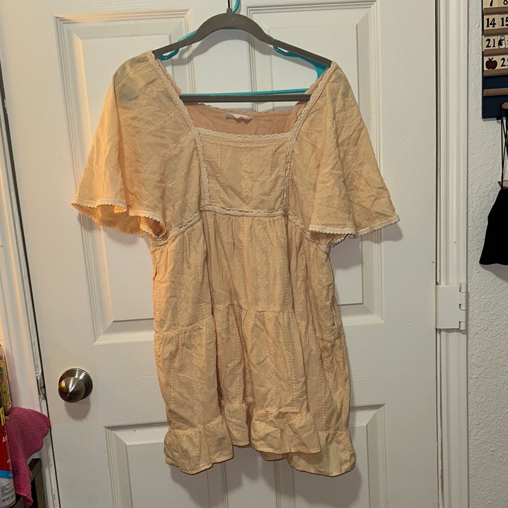 Elegant Cream Babydoll Dress